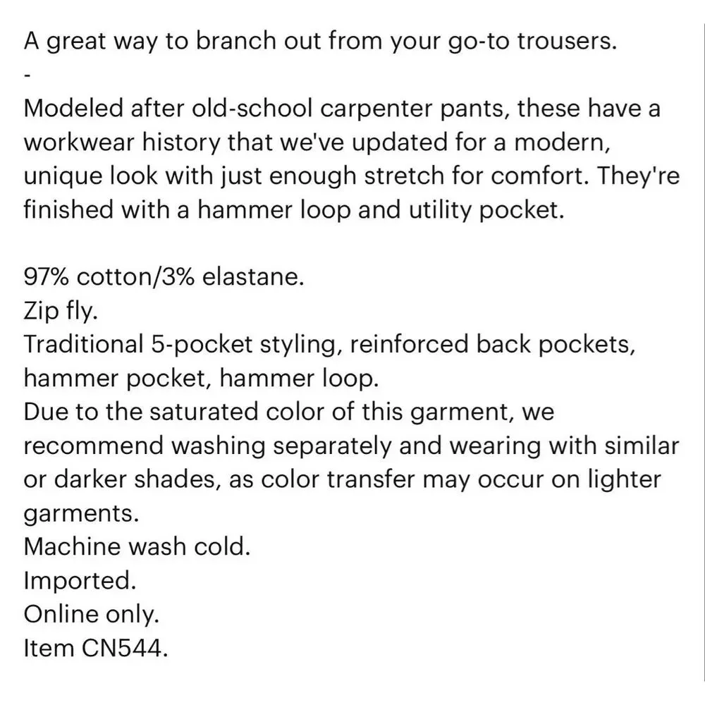 J. Crew Straight Fit Garment-Dyed Carpenter Pant NWT 31/30